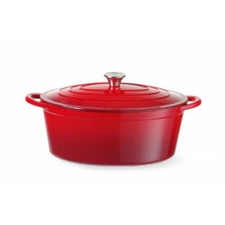Garnek żeliwny emaliowany, HENDI, 6,88L, czerwony, 405x255x(H)134mm