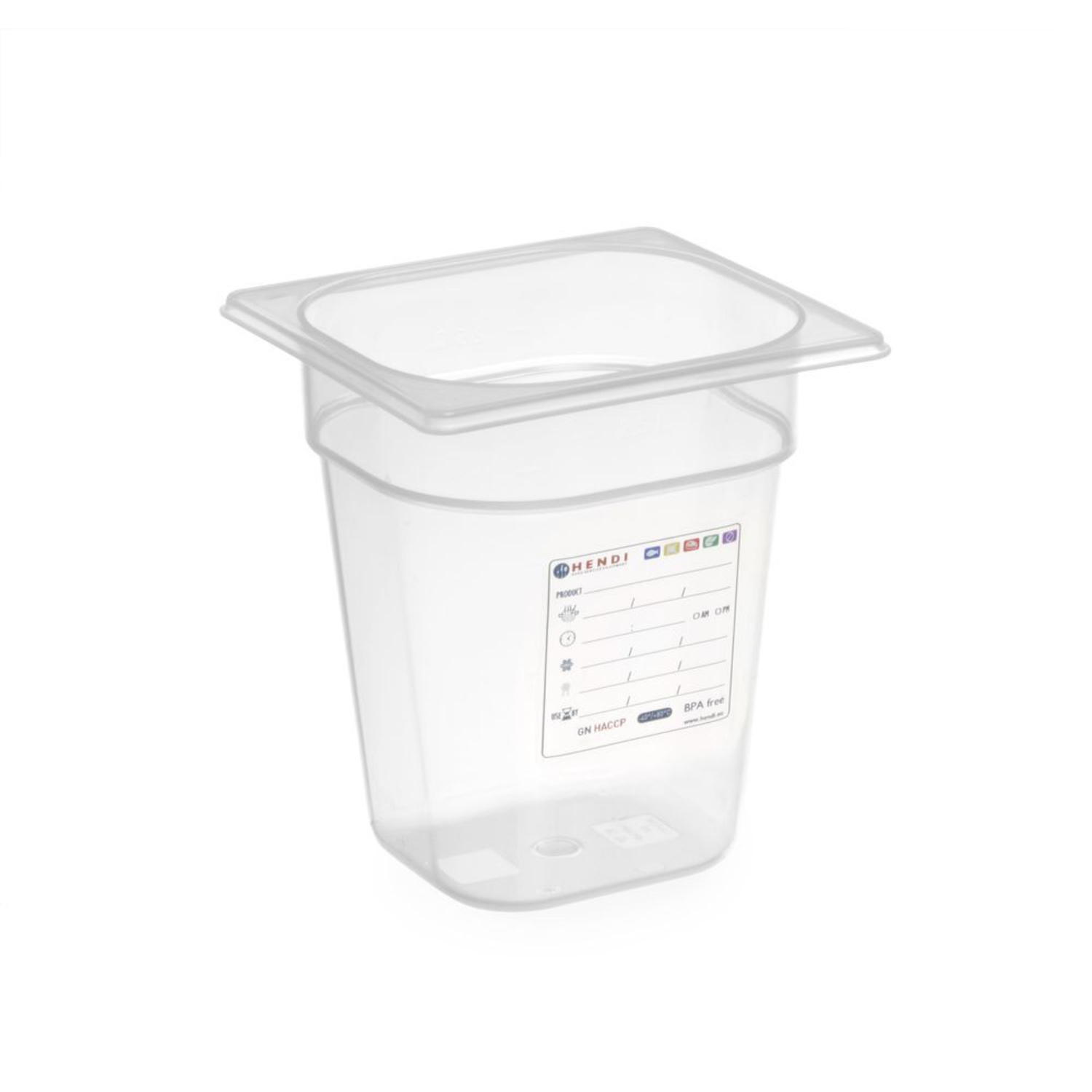 Pojemnik GN 1/6 HACCP, HENDI, GN 1/6, 3,4L, transparentny, 176x162x(H)200mm