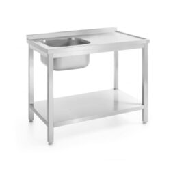 Stół z jednym zlewem , z półką - skręcany, HENDI, Kitchen Line, Lokalizacja komory - po lewej, 1000x700x(H)850 mm, 1000x700x(H)850mm