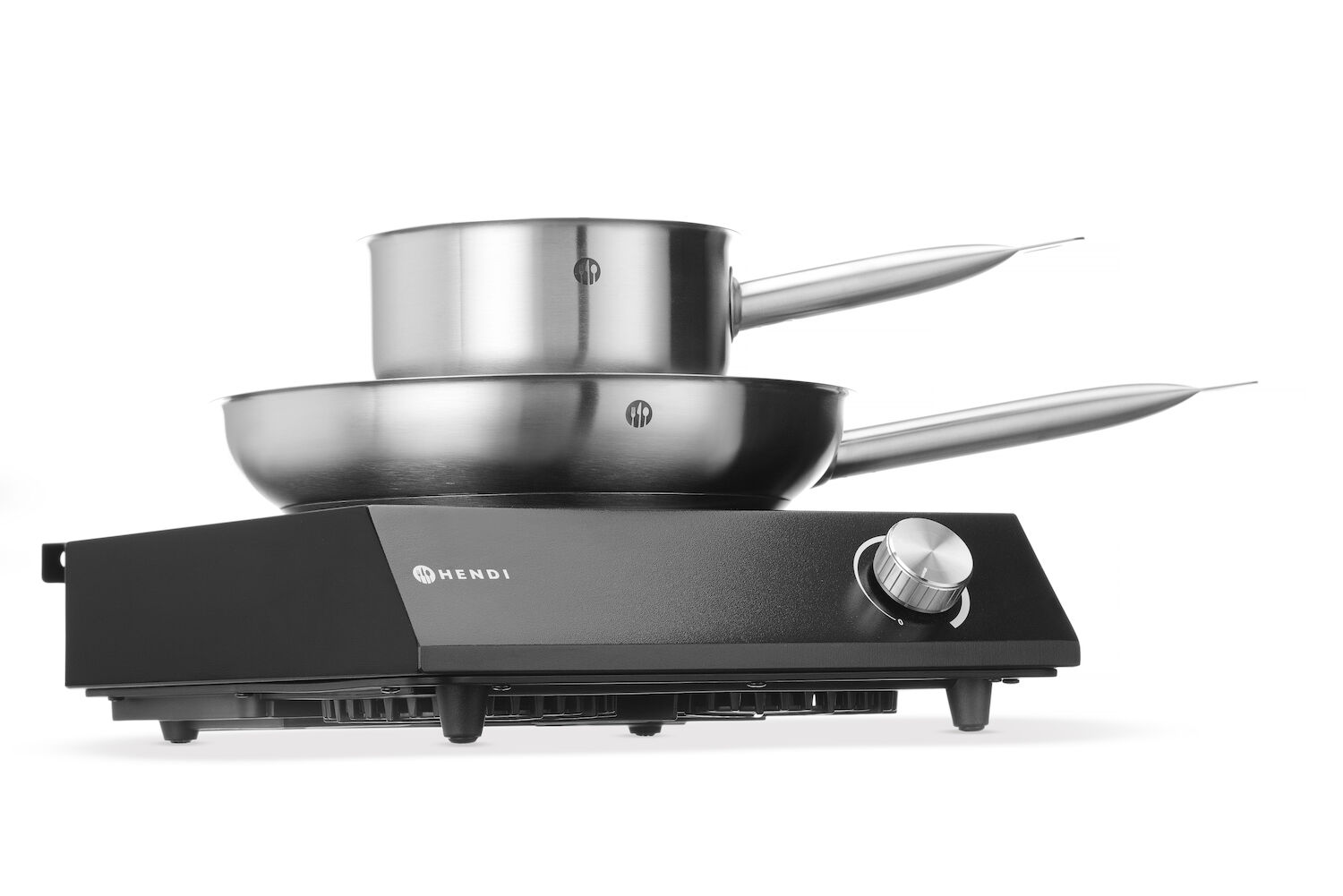 Zestaw - Kuchenka indukcyjna - 230V/3500W - czarna + garnek + patelnia | Hendi 239889