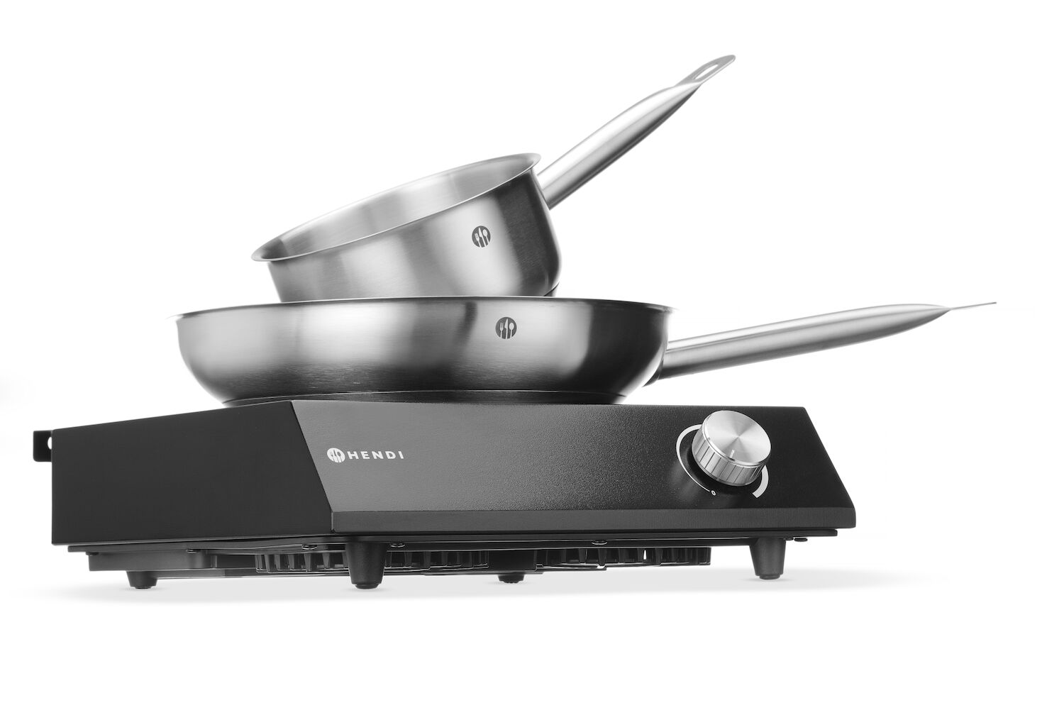 Zestaw - Kuchenka indukcyjna - 230V/3500W - czarna + garnek + patelnia | Hendi 239889