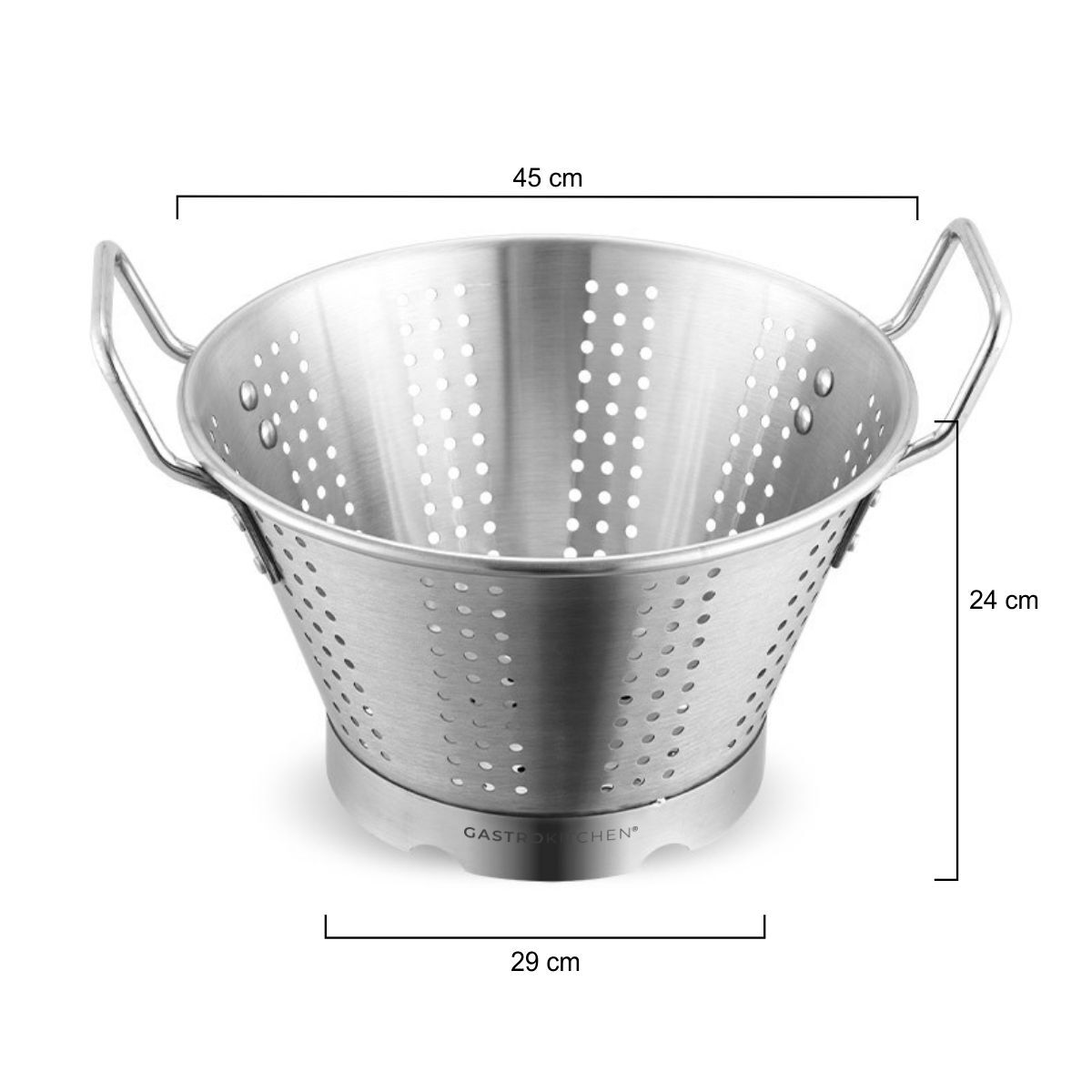 Cedzak z uchwytami - 26 L - stożkowy - stal nierdzewna | Gastrokitchen
