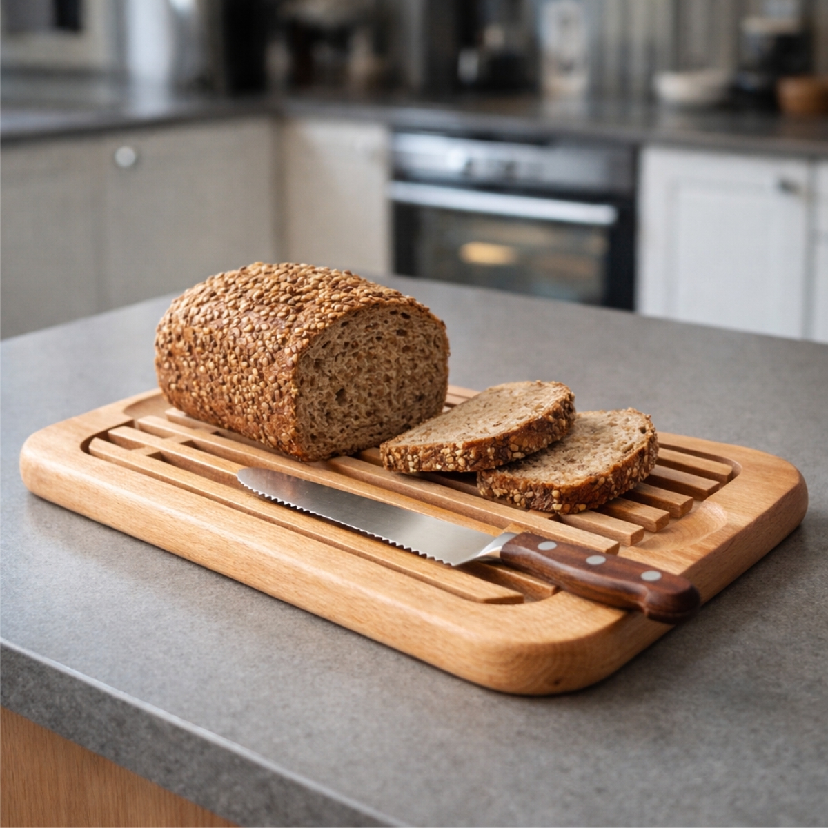 Deska do krojenia chleba z kratką - 40 x 25 cm | Gastrokitchen