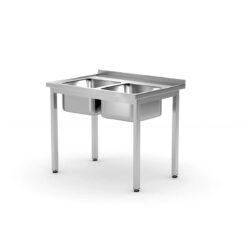 Stół zlewozmywakowy - 2 komory - 1000x600 mm - Kitchen Line | Hendi 811580
