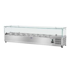 Nadstawka chłodnicza - 160 x 33 cm - 8 pojemników GN 1/4 - szklana osłona