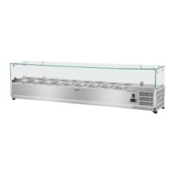 Nadstawka chłodnicza - 180 x 33 cm - 9 pojemników GN 1/4 - szklana osłona