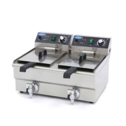 Elektryczna frytownica z kranikiem - 2x10 L | Maxima 09365229