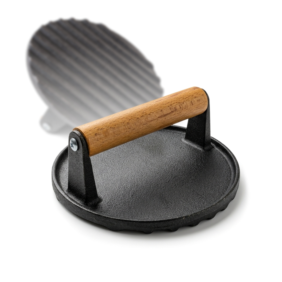 Żeliwna prasa do hamburgerów z drewnianym uchwytem - Ø 14 cm | Gastrokitchen