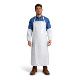 Ochronny fartuch PVC z rękawami - 120x80 cm - biały | Gastrokitchen