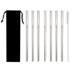 Grube nierdzewne słomki Ø 12mm z szczoteczką do czyszczenia - zestaw 7+1 | Gastrokitchen