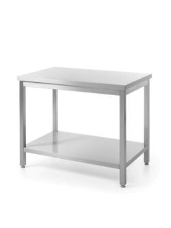 Centralny stół roboczy z półką - głębokość 600 mm - 1000x600x850 mm | Hendi 811511