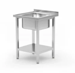 Stół ze zlewem i półką - 600x600x850 mm - Budget Line | Hendi 816806