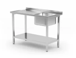 Stół do mycia z zlewem po prawej stronie i półką - Budget Line - 1000x600x850 mm | Hendi 817018