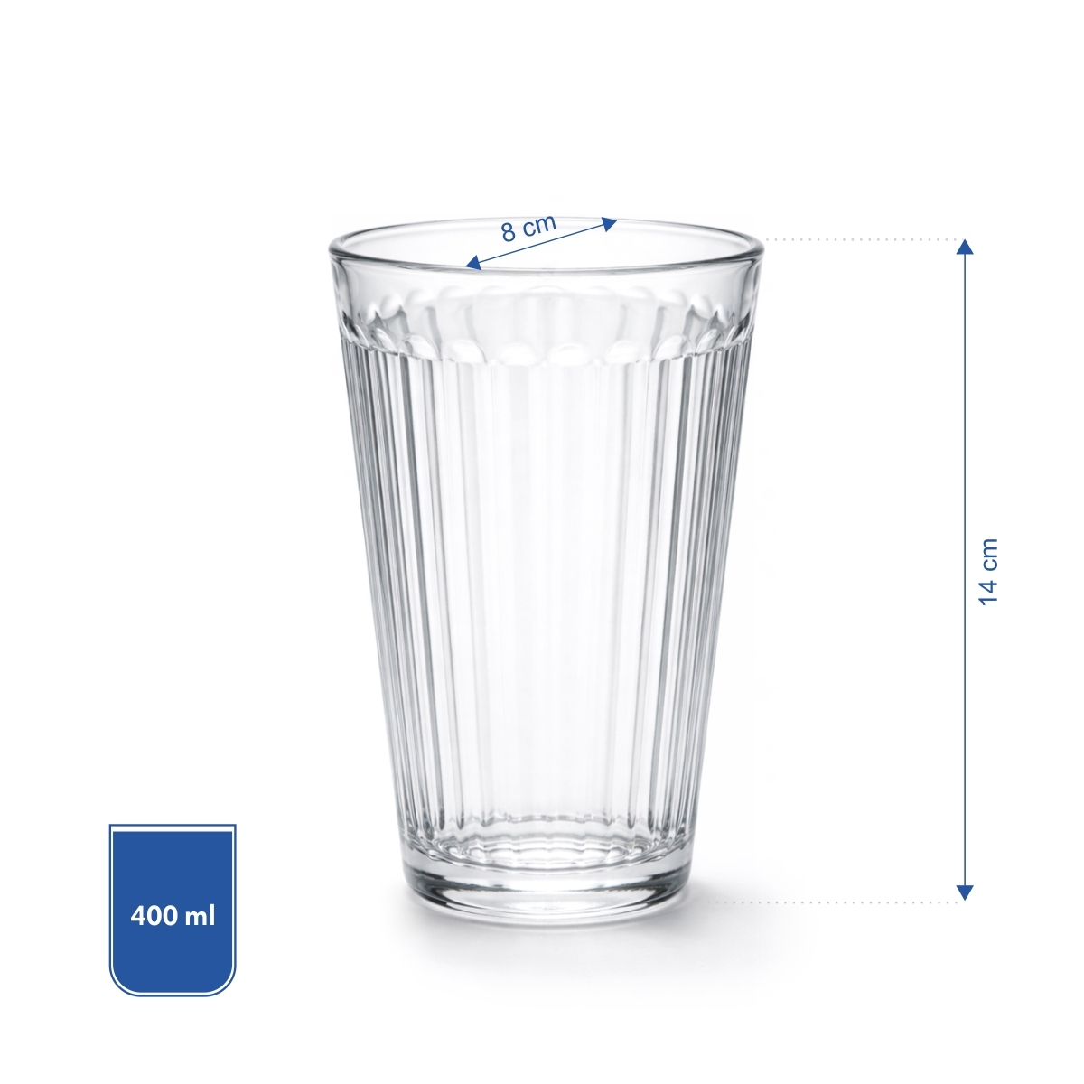 Szklanka do wody z żebrowaniem - 400 ml | Gastrokitchen