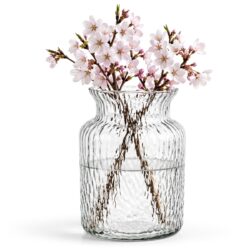Szklany wazon na kwiaty z żebrowaniem Ø 19 × 25 cm | Gastrokitchen