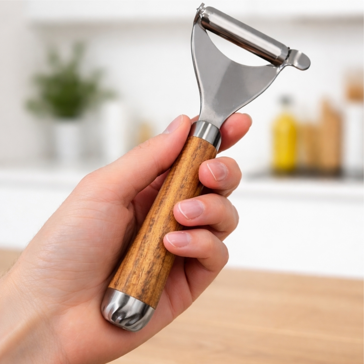 Stalowa obieraczka do warzyw z drewnianym uchwytem - 17,5 cm | Gastrokitchen