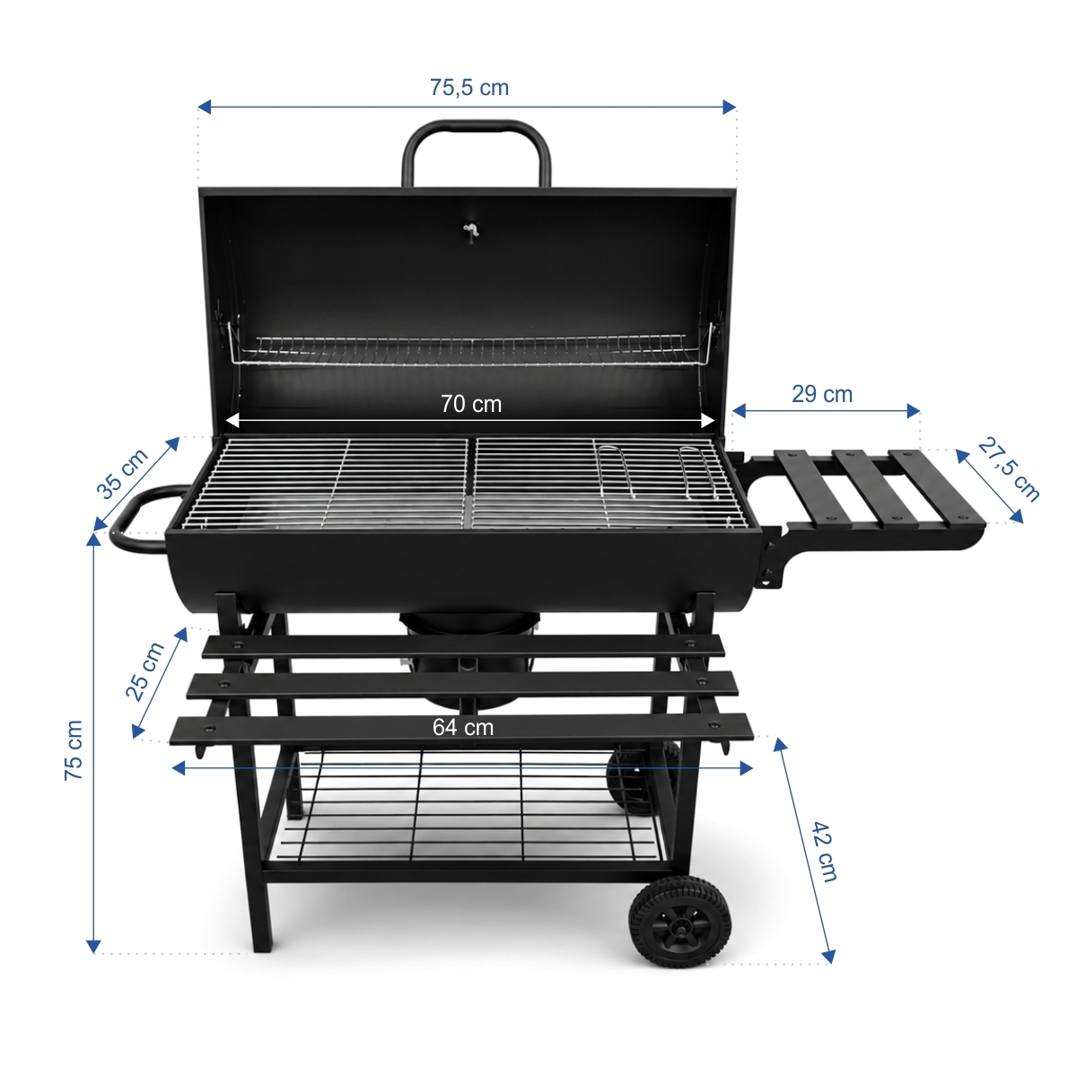 Ogrodowy grill na węgiel drzewny - 76x120x63 cm | Gastrokitchen