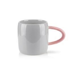 Szary kubek ceramiczny z różowym uchem - 480 ml