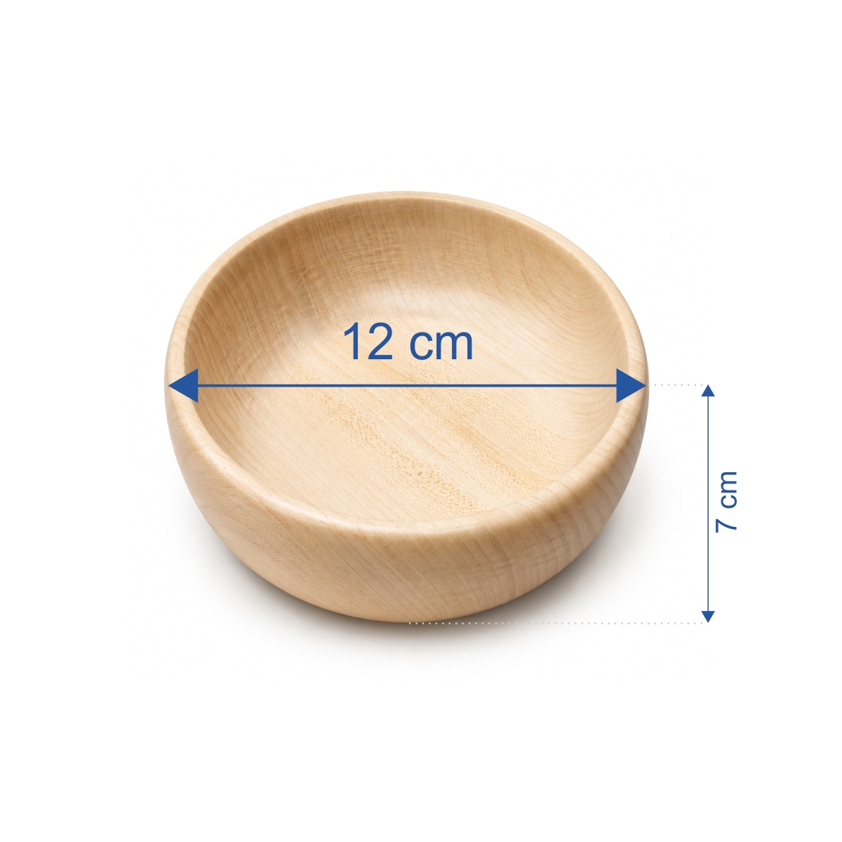 Drewniana miska 120 × 70 mm z jednego kawałka drewna lipowego.