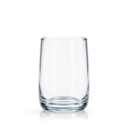 Przezroczysta szklanka 300 ml z solidnym dnem, średnica 6,9 cm, idealna do napojów.