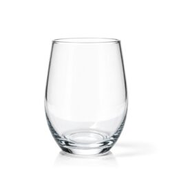 Przezroczysta szklanka 500 ml z grubym dnem, średnica 7,6 cm, wysokość 12,5 cm.