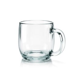 Przezroczysty szklany kubek 300 ml ze szklanym uchem, idealny do kawy, herbaty.