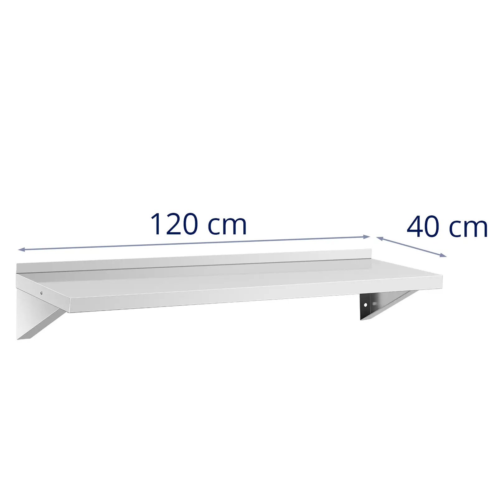 Półka ścienna - 120 x 40 cm - 30 kg - stal nierdzewna