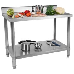 Stół ze stali nierdzewnej - 100 x 60 cm - tylny rant - 250 kg | RCAT-100/60-N