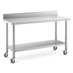 Mobilny stół roboczy - 150 x 60 cm - tylny rant - 160 kg | RCAT-150/60-WS