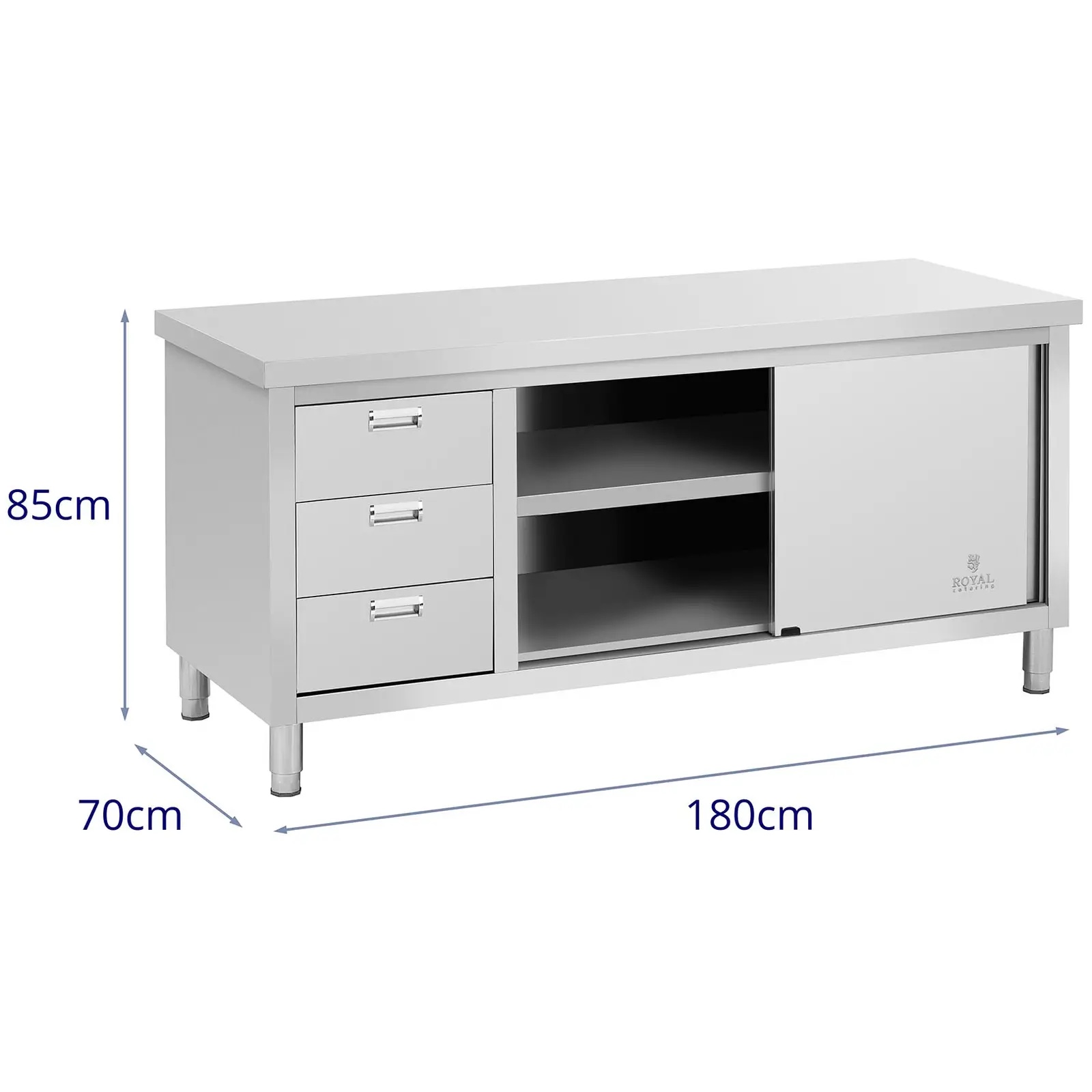 Szafka robocza - drzwi przesuwne - 180 x 70 x 85 cm - 500 kg | RCSSCB-180X70-S